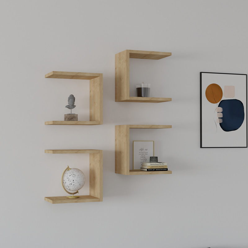 Ραφιέρα τοίχου Perari pakoworld 4τεμ.σε oak απόχρωση 30x19.6x30εκ Ραφιέρα τοίχου Perari pakoworld 4τεμ.σε oak απόχρωση 30x19.6x30εκ - Image 2