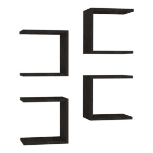 Ραφιέρα τοίχου Perari pakoworld 4τεμ.σε σκούρο καρυδί απόχρωση 30x19.6x30εκ