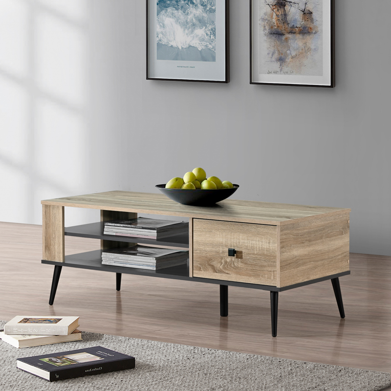 Τραπέζι σαλονιού Zezan pakoworld σε sonoma-ανθρακί απόχρωση 120x51x44.5εκ Τραπέζι σαλονιού Zezan pakoworld σε sonoma-ανθρακί απόχρωση 120x51x44.5εκ