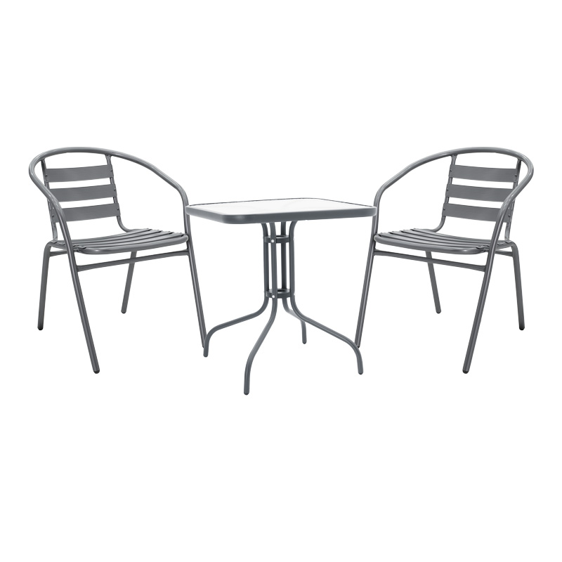 Τραπεζαρία Watson-Tade pakoworld 3τεμ μέταλλο ανθρακί-γυαλί 70x70x70εκ Τραπεζαρία Watson-Tade pakoworld 3τεμ μέταλλο ανθρακί-γυαλί 70x70x70εκ