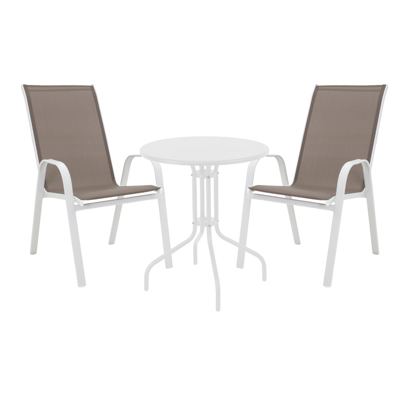 Τραπεζαρία Vergo-Calan pakoworld 3τεμ λευκό μέταλλο Φ60x70εκ Τραπεζαρία Vergo-Calan pakoworld 3τεμ λευκό μέταλλο Φ60x70εκ