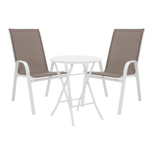 Τραπεζαρία Albero-Calan pakoworld 3τεμ μέταλλο σε λευκή απόχρωση Φ60x70εκ