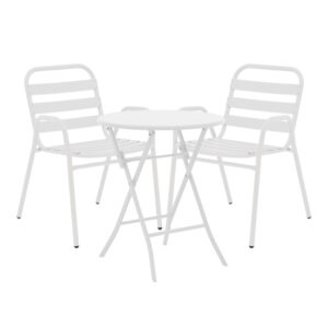 Τραπεζαρία Albero-Sussie pakoworld 3τεμ μέταλλο σε λευκή απόχρωση Φ60x70εκ