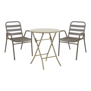 Τραπεζαρία Albero-Sussie pakoworld 3τεμ μέταλλο σε σαμπανιζέ απόχρωση Φ60x70εκ