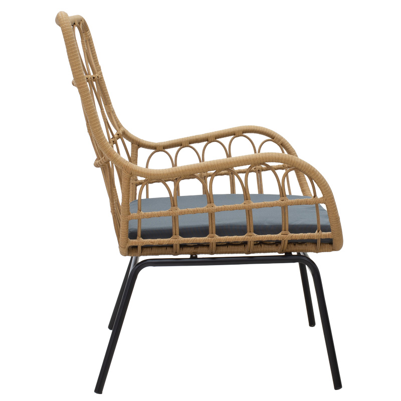 Σαλόνι Naoki-Mabil pakoworld σετ 3τεμ pe rattan σε φυσική απόχρωση με μαύρο μέταλλο Σαλόνι Naoki-Mabil pakoworld σετ 3τεμ pe rattan σε φυσική απόχρωση με μαύρο μέταλλο - Image 4