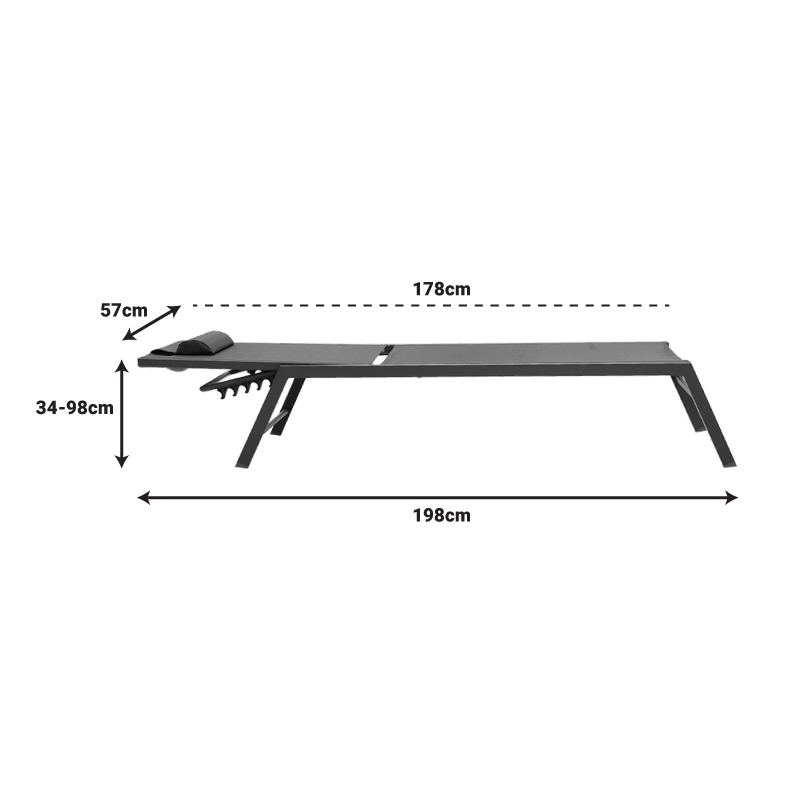 Ξαπλώστρα Kiara pakoworld αλουμίνιο-textilene ανθρακί στοιβαζόμενη Ξαπλώστρα Kiara pakoworld αλουμίνιο-textilene ανθρακί στοιβαζόμενη - Image 7