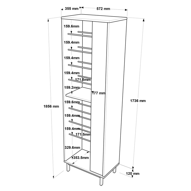 Παπουτσοθήκη Scarpiera pakoworld 18 ζευγών σε φυσικο-ανθρακι απόχρωση 57.2x35.5x185.6εκ Παπουτσοθήκη Scarpiera pakoworld 18 ζευγών σε φυσικο-ανθρακι απόχρωση 57.2x35.5x185.6εκ - Image 6