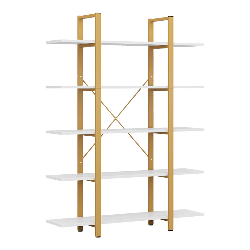 Βιβλιοθήκη Esthon pakoworld σε λευκή όψη μαρμάρου με χρυσό μέταλλο 120x32x180εκ Βιβλιοθήκη Esthon pakoworld σε λευκή όψη μαρμάρου με χρυσό μέταλλο 120x32x180εκ - Image 2