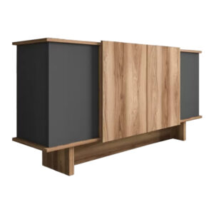 Μπουφές Zafore pakoworld σε ανθρακί - oak απόχρωση 180x45x80εκ