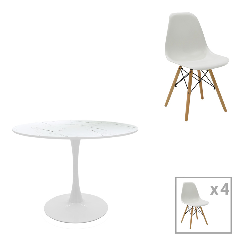 Τραπεζαρία Julita-Balou pakoworld σετ 5τεμ pp-mdf λευκo Φ100x73εκ Τραπεζαρία Julita-Balou pakoworld σετ 5τεμ pp-mdf λευκo Φ100x73εκ