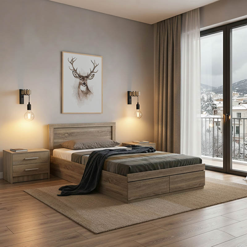 Σετ Κρεβατοκάμαρας Olympus Sonoma με Κρεβάτι 100x200εκ Σετ 2τεμ Σετ Κρεβατοκάμαρας Olympus Sonoma με Κρεβάτι 100x200εκ Σετ 2τεμ