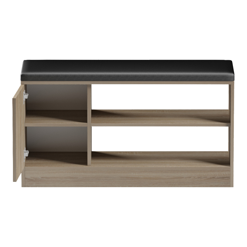 Παπουτσοθήκη-σκαμπό Deboule pakoworld 8 ζευγών σε sonoma-μαύρη απόχρωση 90x30x46εκ Παπουτσοθήκη-σκαμπό Deboule pakoworld 8 ζευγών σε sonoma-μαύρη απόχρωση 90x30x46εκ - Image 2