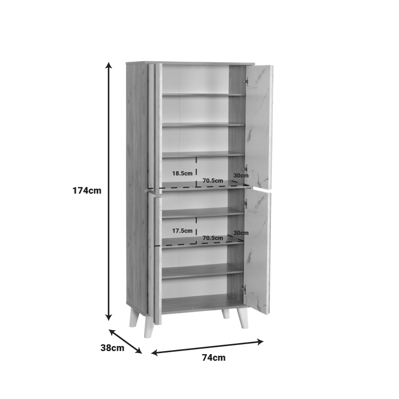 Παπουτσοθήκη-ντουλάπι Kumen pakoworld oak μαρμάρου μελαμίνης 74x38x174εκ Παπουτσοθήκη-ντουλάπι Kumen pakoworld oak μαρμάρου μελαμίνης 74x38x174εκ - Image 6