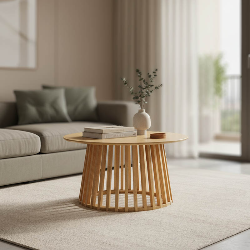 Τραπέζι σαλονιού Domonic pakoworld mdf/pw σε φυσική απόχρωση Φ80x45εκ Τραπέζι σαλονιού Domonic pakoworld mdf/pw σε φυσική απόχρωση Φ80x45εκ