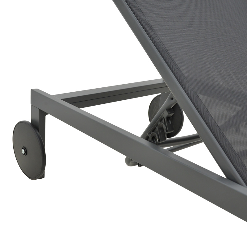 Ξαπλώστρα Mailo pakoworld ανθρακί αλουμίνιο και textilene σε μαύρη απόχρωση 71x206x30εκ Ξαπλώστρα Mailo pakoworld ανθρακί αλουμίνιο και textilene σε μαύρη απόχρωση 71x206x30εκ - Image 5