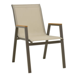 Πολυθρόνα Azelie pakoworld στοιβαζόμενη σαμπανιζέ αλουμίνιο και textilene σε ανοιχτή γκρι απόχρωση 56x75x88εκ