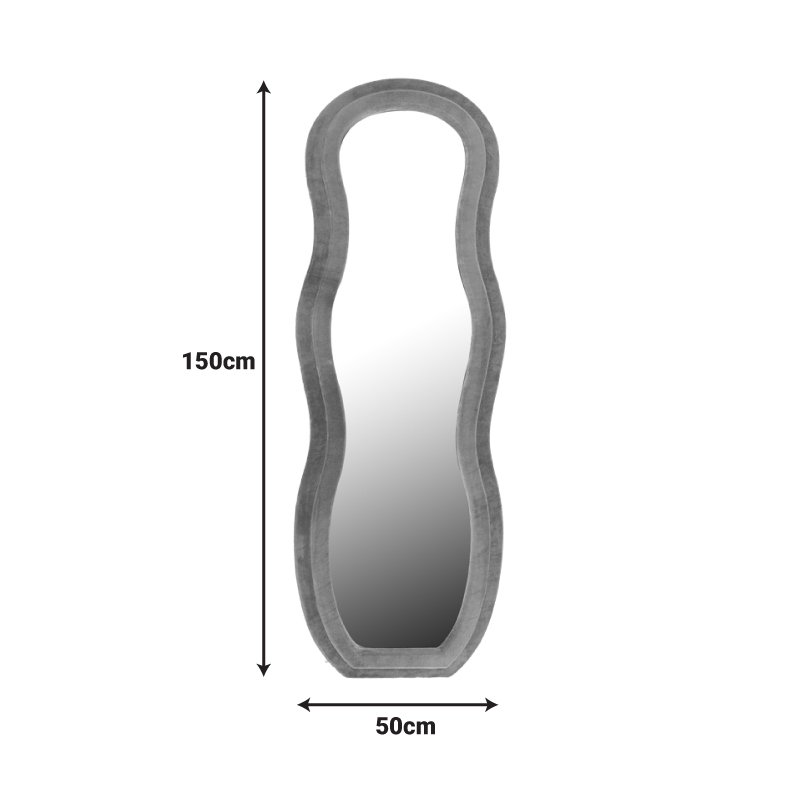 Καθρέπτης Glinde Inart βελούδο σε γκρι απόχρωση 50x3.3x150εκ Καθρέπτης Glinde Inart βελούδο σε γκρι απόχρωση 50x3.3x150εκ - Image 2