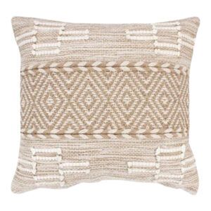 Μαξιλάρι Mitto Inart γιούτα-βαμβάκι σε μπεζ-λευκό απόχρωση 45x45x2εκ