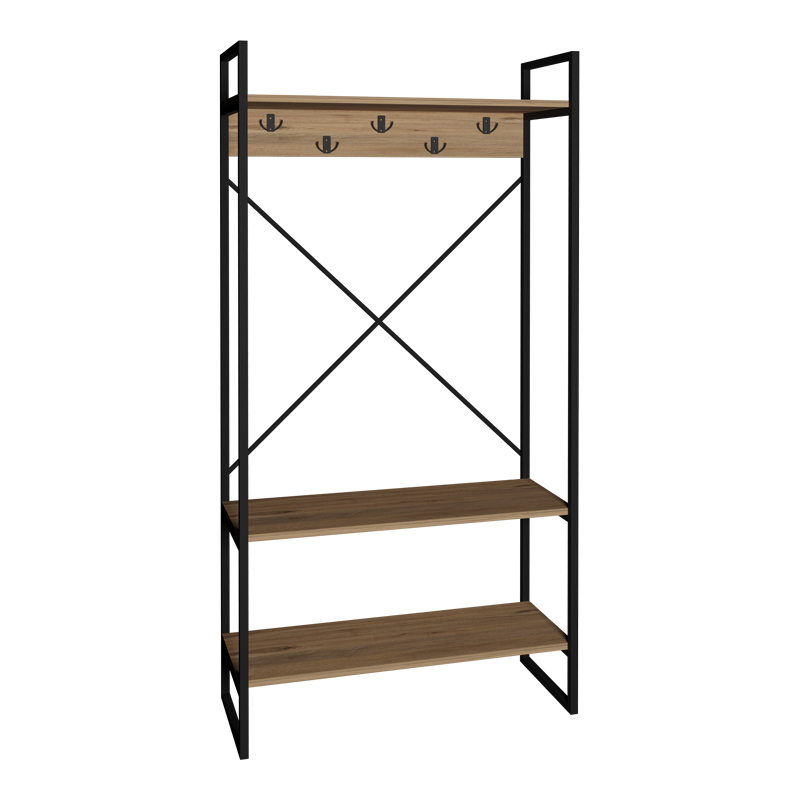 Έπιπλο εισόδου Levento pakoworld oak με μαύρο μεταλλικό σκελετό 88x34x180εκ Έπιπλο εισόδου Levento pakoworld oak με μαύρο μεταλλικό σκελετό 88x34x180εκ - Image 2