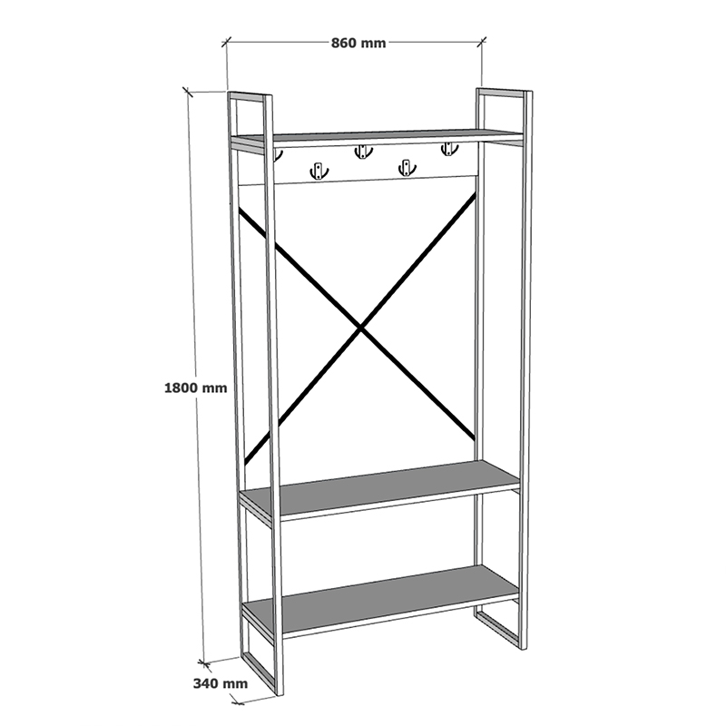 Έπιπλο εισόδου Levento pakoworld oak με μαύρο μεταλλικό σκελετό 88x34x180εκ Έπιπλο εισόδου Levento pakoworld oak με μαύρο μεταλλικό σκελετό 88x34x180εκ - Image 4