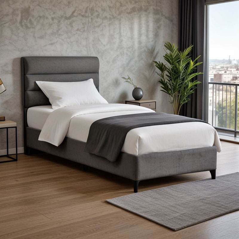 Κρεβάτι Limit pakoworld ύφασμα σε ανθρακί απόχρωση 120x200εκ Κρεβάτι Limit pakoworld ύφασμα σε ανθρακί απόχρωση 120x200εκ - Image 2