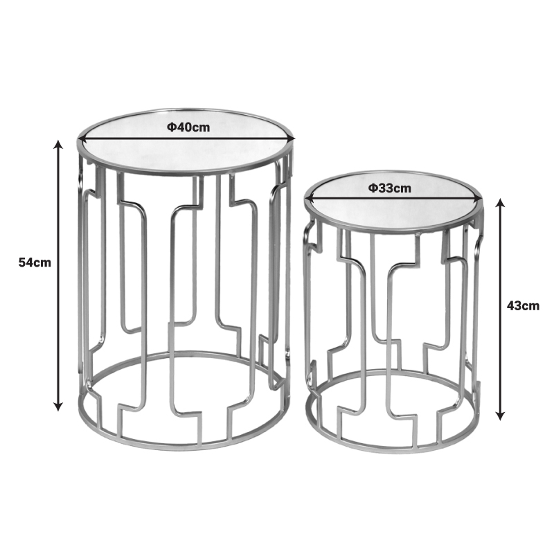 Βοηθητικά τραπεζάκια σετ 2τεμ Sieni Inart χρυσό μέταλλο-γυαλί καθρέπτη Βοηθητικά τραπεζάκια σετ 2τεμ Sieni Inart χρυσό μέταλλο-γυαλί καθρέπτη - Image 3