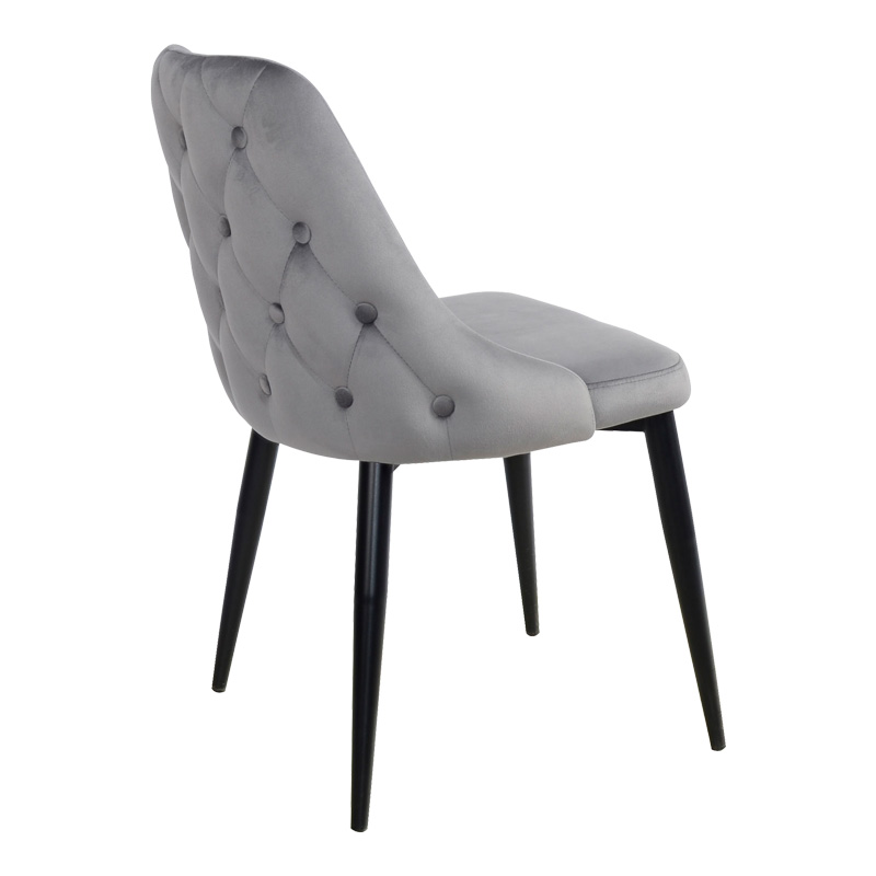 Καρέκλα Zedna pakoworld γκρι βελούδο με μαύρα μεταλλικά πόδια 51x58x84εκ Καρέκλα Zedna pakoworld γκρι βελούδο με μαύρα μεταλλικά πόδια 51x58x84εκ - Image 2