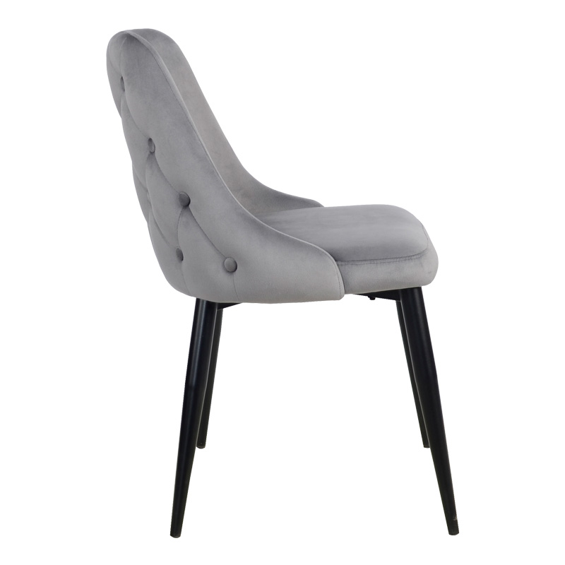 Καρέκλα Zedna pakoworld γκρι βελούδο με μαύρα μεταλλικά πόδια 51x58x84εκ Καρέκλα Zedna pakoworld γκρι βελούδο με μαύρα μεταλλικά πόδια 51x58x84εκ - Image 3