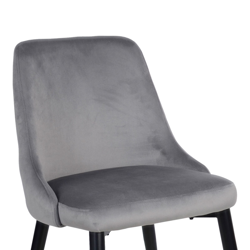 Καρέκλα Zedna pakoworld γκρι βελούδο με μαύρα μεταλλικά πόδια 51x58x84εκ Καρέκλα Zedna pakoworld γκρι βελούδο με μαύρα μεταλλικά πόδια 51x58x84εκ - Image 5
