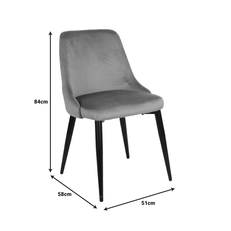 Καρέκλα Zedna pakoworld γκρι βελούδο με μαύρα μεταλλικά πόδια 51x58x84εκ Καρέκλα Zedna pakoworld γκρι βελούδο με μαύρα μεταλλικά πόδια 51x58x84εκ - Image 7