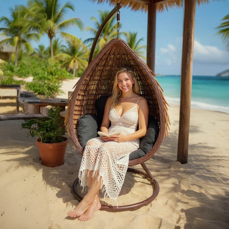 Κούνια φωλιά με βάση Varur pakoworld μέταλλο καφέ - pe rattan σε καφέ- μαύρη απόχρωση 120x105x195εκ Κούνια φωλιά με βάση Varur pakoworld μέταλλο καφέ - pe rattan σε καφέ- μαύρη απόχρωση 120x105x195εκ - Image 2