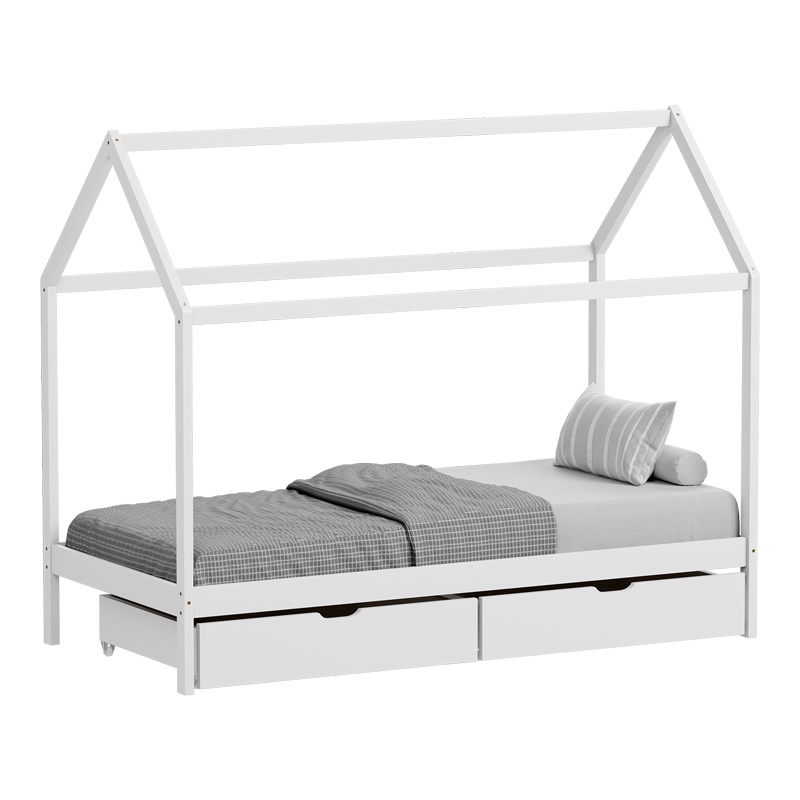 Παιδικό κρεβάτι Mellin τ. Montessori με 2 συρτάρια pakoworld ξύλο πεύκου σε λευκή απόχρωση 90x190εκ Παιδικό κρεβάτι Mellin τ. Montessori με 2 συρτάρια pakoworld ξύλο πεύκου σε λευκή απόχρωση 90x190εκ - Image 2