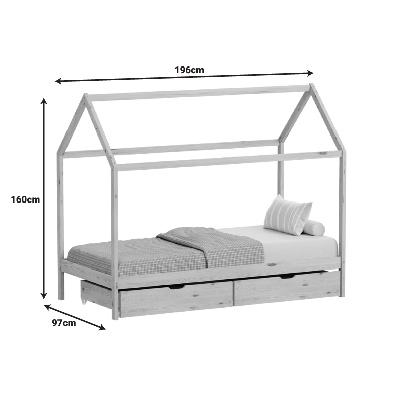 Παιδικό κρεβάτι Mellin τ. Montessori με 2 συρτάρια pakoworld ξύλο πεύκου σε λευκή απόχρωση 90x190εκ Παιδικό κρεβάτι Mellin τ. Montessori με 2 συρτάρια pakoworld ξύλο πεύκου σε λευκή απόχρωση 90x190εκ - Image 11