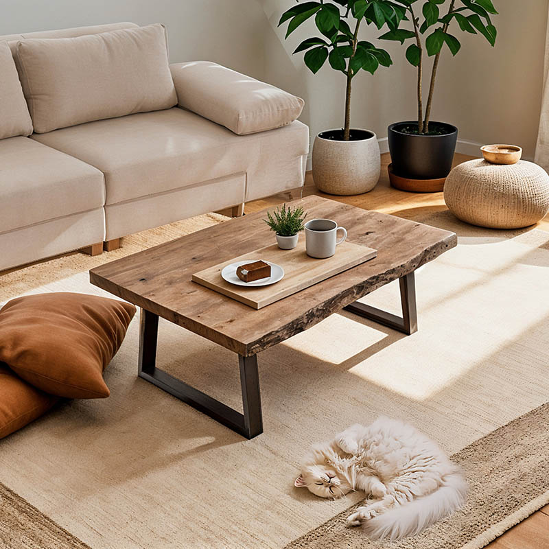 Τραπέζι σαλονιού Miles pakoworld μασίφ ξύλο ακακίας πάχους 3.7-4εκ σε φυσική απόχρωση με μαύρα μεταλλικά πόδια 115x60x45εκ Τραπέζι σαλονιού Miles pakoworld μασίφ ξύλο ακακίας πάχους 3.7-4εκ σε φυσική απόχρωση με μαύρα μεταλλικά πόδια 115x60x45εκ - Image 2