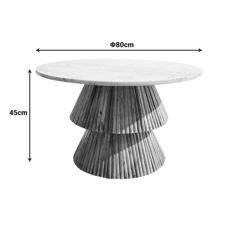 Τραπέζι σαλονιού Havai pakoworld μασίφ ξύλο mango σε φυσική απόχρωση κ λευκή επιφάνεια μαρμάρου Φ80x45εκ Τραπέζι σαλονιού Havai pakoworld μασίφ ξύλο mango σε φυσική απόχρωση κ λευκή επιφάνεια μαρμάρου Φ80x45εκ - Image 4