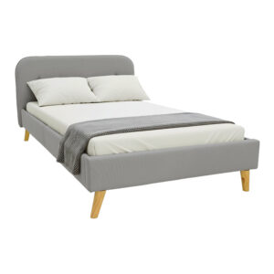 Κρεβάτι LumiLux pakoworld ύφασμα σε γκρι απόχρωση 160x200εκ