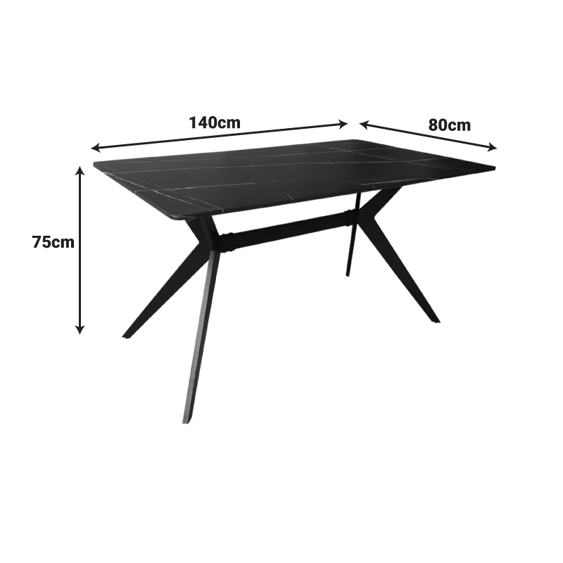 Τραπέζι Ezali pakoworld mdf μαύρη όψη μαρμάρου με μαύρα μεταλλικά πόδια 140x80x75εκ Τραπέζι Ezali pakoworld mdf μαύρη όψη μαρμάρου με μαύρα μεταλλικά πόδια 140x80x75εκ - Image 5