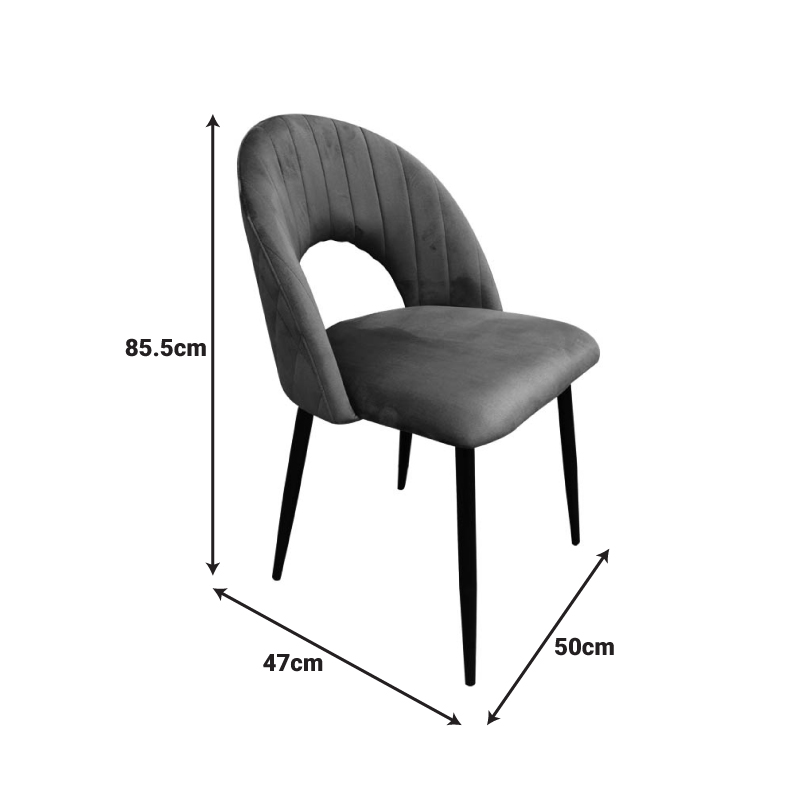 Καρέκλα Lovingo pakoworld βελούδο γκρι με μαύρα μεταλλικά πόδια 50x47x85.5εκ Καρέκλα Lovingo pakoworld βελούδο γκρι με μαύρα μεταλλικά πόδια 50x47x85.5εκ - Image 8