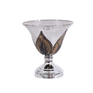 ΓΥΑΛΙΝΗ ΚΟΥΠ ΜΕ ΒΑΣΗ Fylliana FL108 ΜΑΥΡΟ-ΑΣΗΜΙ ΧΡΩΜΑ 20x20εκ