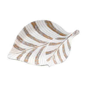 ΔΙΑΚΟΣΜΗΤΙΚΗ ΠΙΑΤΕΛΑ ΦΥΛΛΟ Fylliana FL1376 POLYRESIN ΛΕΥΚΟ-ΧΡΥΣΟ 40x27x5εκ