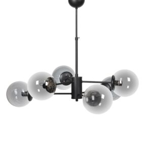 ΕΞΑΦΩΤΟ ΚΡΕΜΑΣΤΟ ΦΩΤΙΣΤΙΚΟ ΟΡΟΦΗΣ ΜΕΤΑΛΛΙΚΟ Fylliana ΜΑΥΡΟ-ΓΚΡΙ ΧΡΩΜΑ Ε14 80x60εκ