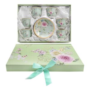 ΚΕΡΑΜΙΚO ΣΕΤ ΚΑΦΕ 6 ΤΕΜ ΣΕ ΚΟΥΤΙ Fylliana FL903109 ΠΡΑΣΙΝΟ FLORAL 6x6εκ