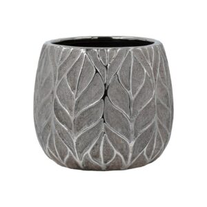 ΚΕΡΑΜΙΚΟ ΒΑΖΟ Fylliana FL126044 ΑΣΗΜΙ-ΚΑΦΕ 16x14εκ