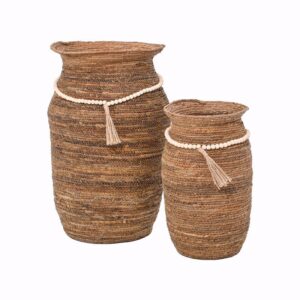 ΣΕΤ 2 ΨΑΘΙΝΑ ΚΑΣΠΩ Fylliana FL214 ΚΑΦΕ ΧΡΩΜΑ 37x37x75εκ 28x28x56εκ