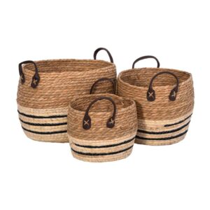 ΣΕΤ 3 ΨΑΘΙΝΑ ΚΑΣΠΩ Fylliana FL134 ΚΑΦΕ-ΛΕΥΚΟ ΧΡΩΜΑ 33x33x24εκ 28x28x22εκ 23x23x17εκ