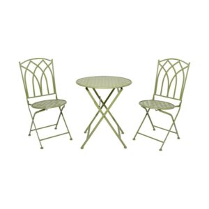 ΣΕΤ ΜΕΤΑΛΛΙΚΟ ΤΡΑΠΕΖΙ ΚΗΠΟΥ Fylliana ΜΕ 2 ΚΑΡΕΚΛΕΣ Gordon ΠΡΑΣΙΝΟ ΧΡΩΜΑ