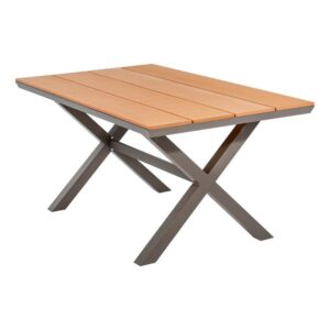 ΤΡΑΠΕΖΙ ΚΗΠΟΥ ΑΛΟΥΜΙΝΙΟΥ Fylliana FL6510 ΜΕ ΕΠΙΦΑΝΕΙΑ POLYWOOD ΧΡΩΜΑ CAPPUCCINO 150x90x75εκ