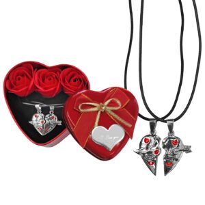 Κουτί Καρδιά με 3 Τριαντάφυλλα & 2 Κολιέ 9x9x4