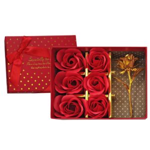Κουτί με 6 Τριαντάφυλλα & 1 Χρυσό 15x11
