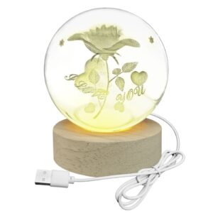 Μπάλα Γυάλινη I Love you με Βάση 6 Led ø8cm Homie 423113